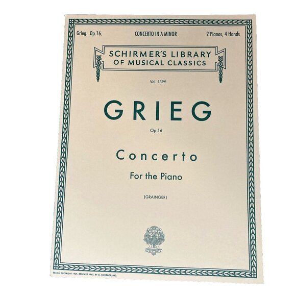 Other - Grieg Concerto in A Minor Op 16 Piano Duet Sheet Music Schirmer Vol 1399